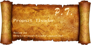 Propszt Tivadar névjegykártya